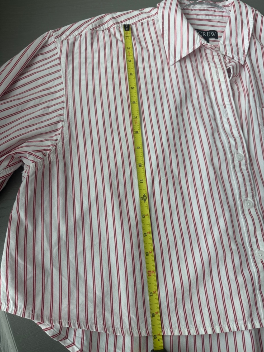 J. Crew Red and White Striped Cotton Button-Down Shirt Size M - Picture 7 of 9